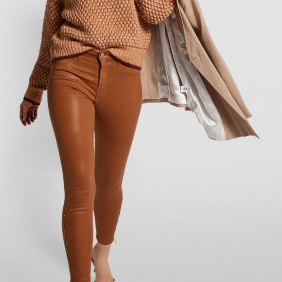L'AGENCE Pants Brown Sabine Coated Skinny Ankle Jeans/Jeggings - Picture 9 of 9